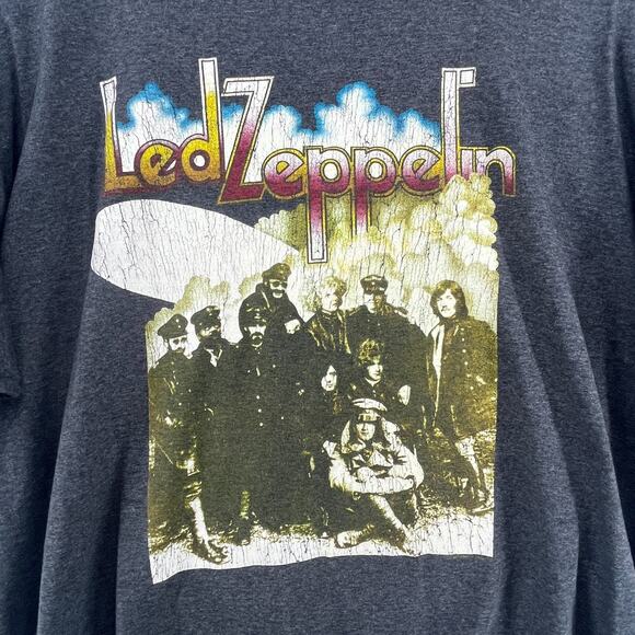 LED ZEPPELIN Mens L BAYSIDE Robert Plant Jimmy Page Stairway Ringer Cotton Gray - Picture 8 of 12